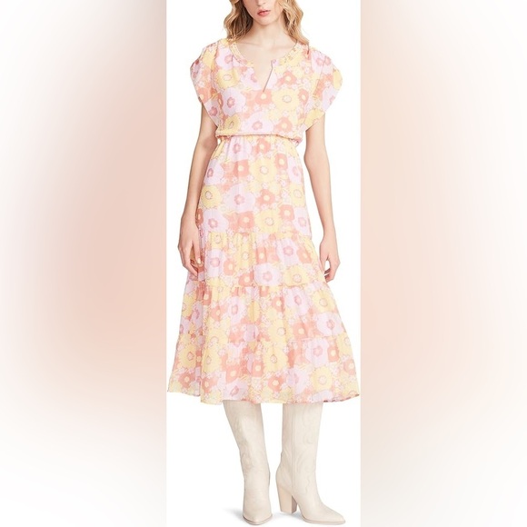 NWT Steve Madden Leigh Midi Dress in Multi Floral Spring Easter Sunday Feminine - Picture 5 of 12